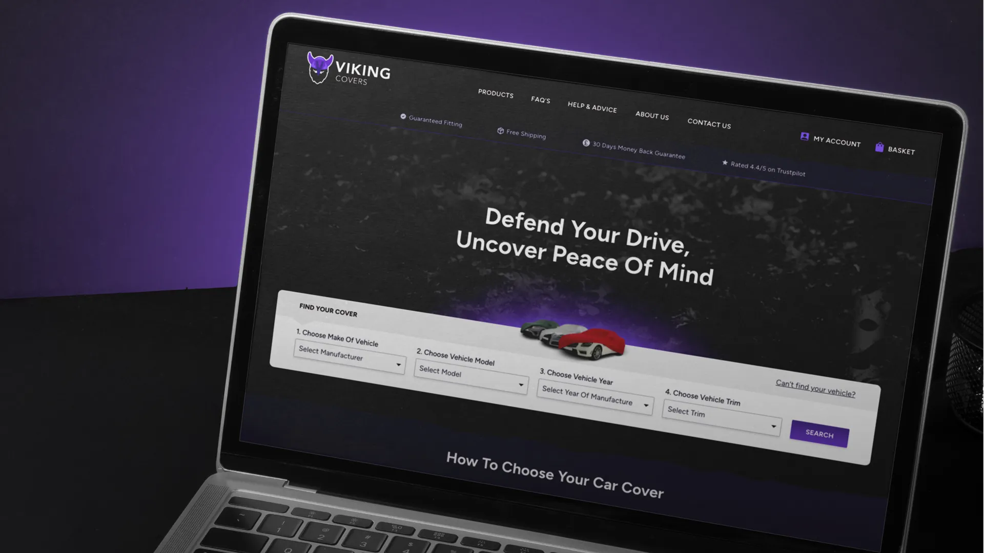 Viking covers mockup on a laptop screen