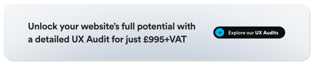 A linked image that reads 'Unlock your website's full potential with a detailed UX audit for just £995+VAT' that links to Damteq's UX audits page