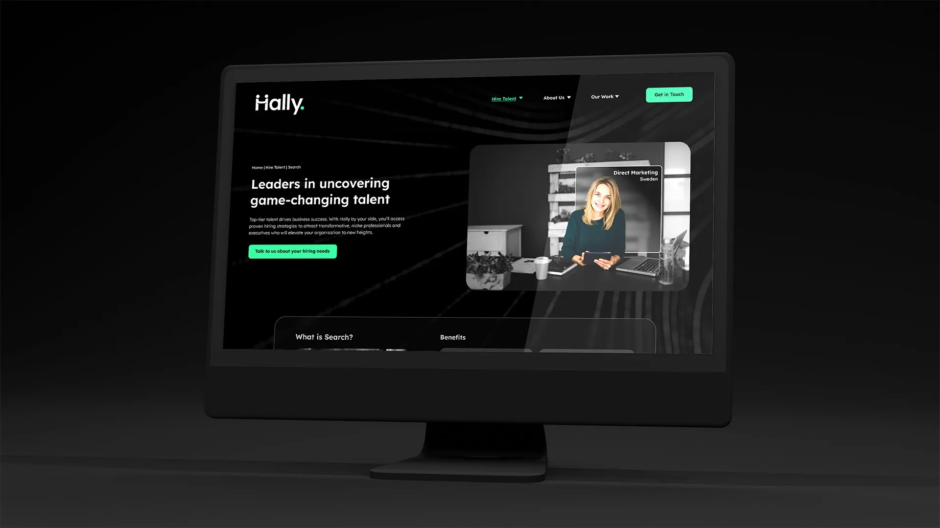 hally website imac mockup