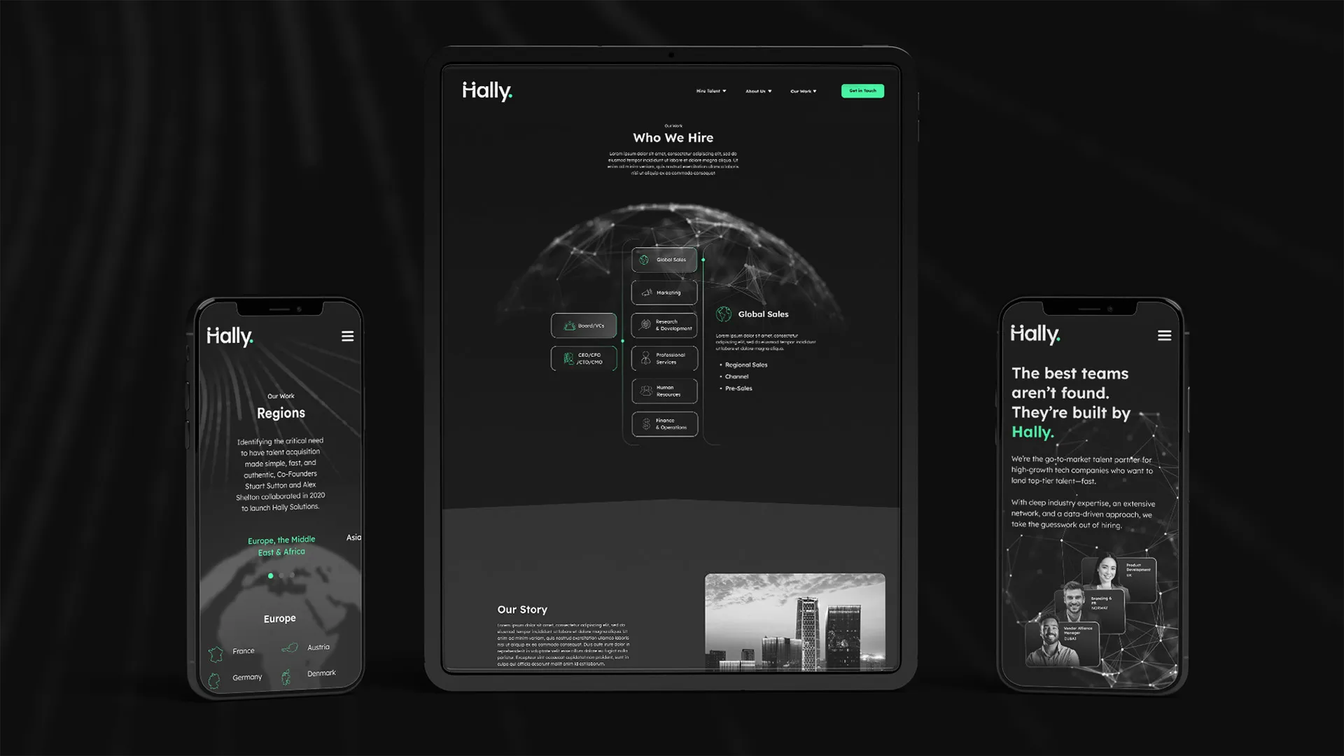 hally website tablet and mobile